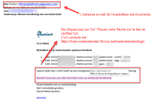 Phishing e-mail: nieuwe berekening van uw meterstanden