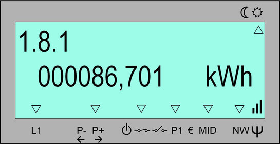 Code 1.8.1 op het display van de digitale meter