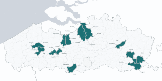 Kaart van de fusiegemeentes in Vlaanderen vanaf 1 januari 2025