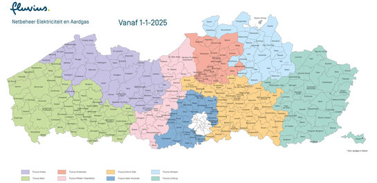 Kaart van de netbeheerders elektriciteit en aardgas vanaf 2025