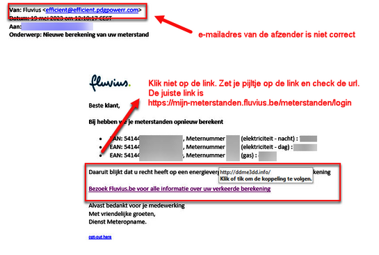 Phishing: nieuwe berekening van uw meterstanden Phishing: nieuwe berekening van uw meterstanden