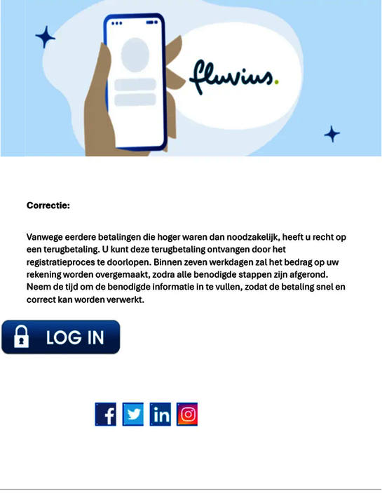 Phishing e-mail: Registratieproces van terugbetaling Phishing e-mail: Registratieproces van terugbetaling